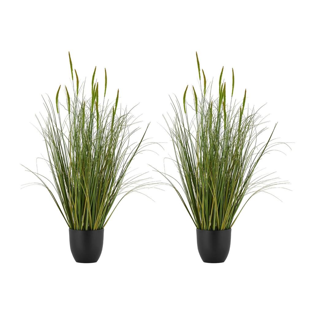 Artificial Grass Plant, 2 Pack 889mm Cattail Grass In Pot, Premium PVC Faux Fake Greenery Shrubs Plant for Indoor Outdoor House Home Garden Office