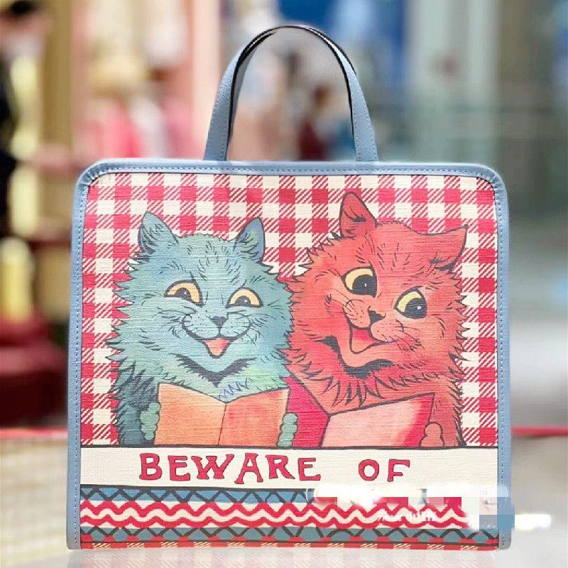 

New Rabbit Handbag Women s Puzzle Chicken Tote Bag FARCENT Children s Bags Shopping Bag Minority Fashion Women s Bag Aqua Blue Double Sided Cat