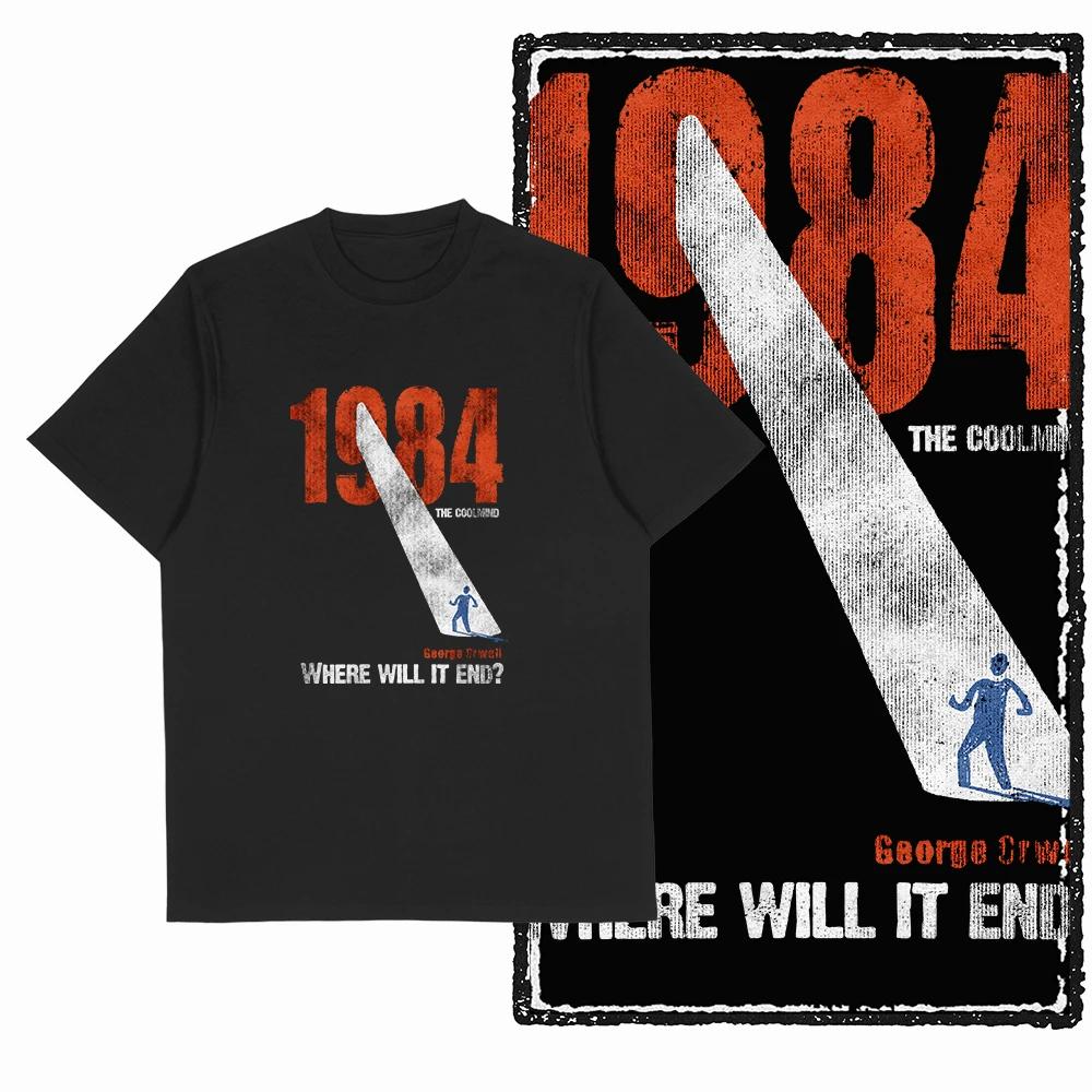 2026 Retro 1984 Orwell Inspired Print Tshirt Soft Cotton Short Sleeve All Seeing Eye Text Graphic Casual Top For Unisex Unisex