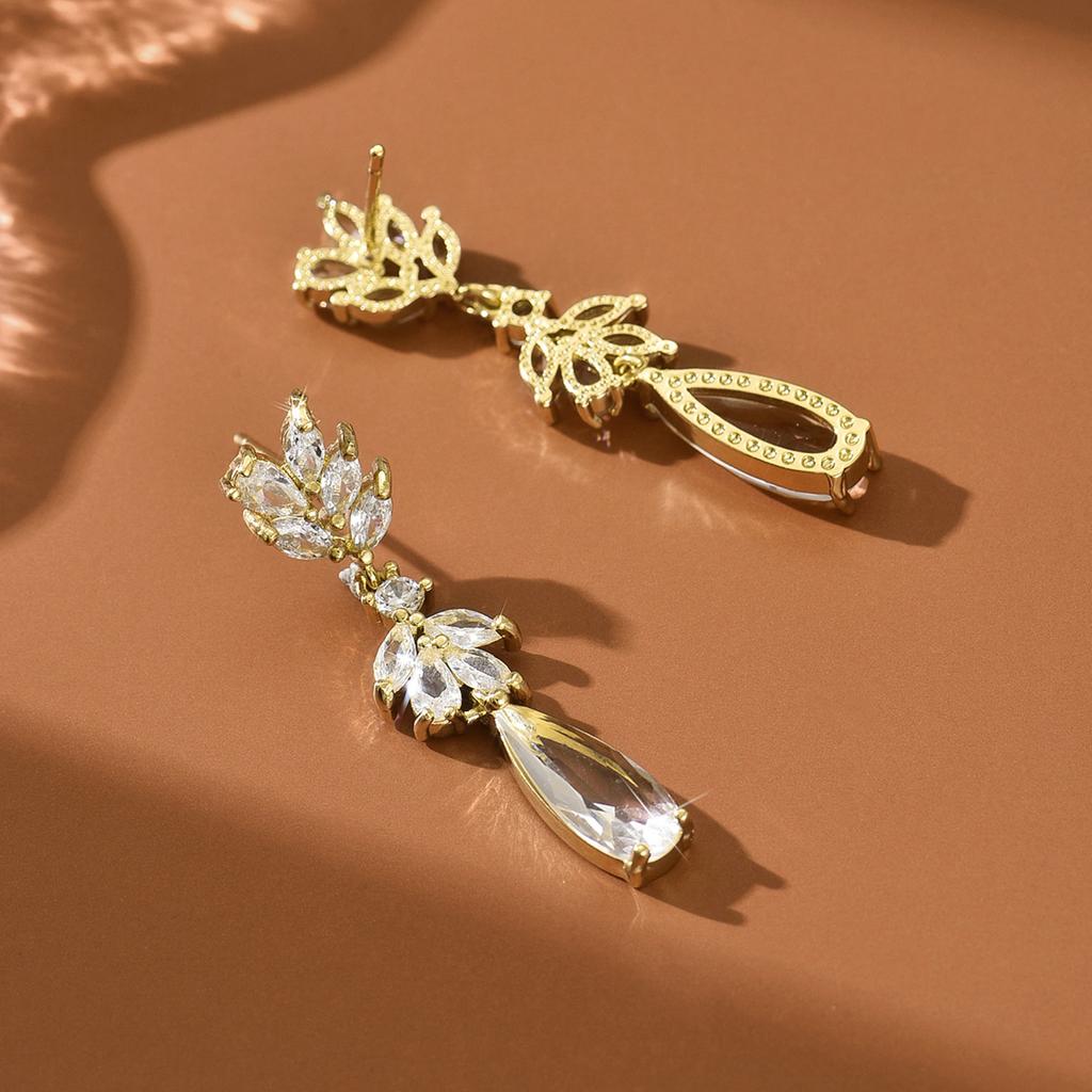 Ladies' fashionable design water droplet earrings Zircon suitable for dates, parties, holidays, gifts