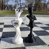 Modern Sculpture 2 Pcs Chess King And Queen Statue, 3D Printed Abstract Pieces Figure, Piece for Living Room, Bookshelf, Office Cabinet Desk Decor