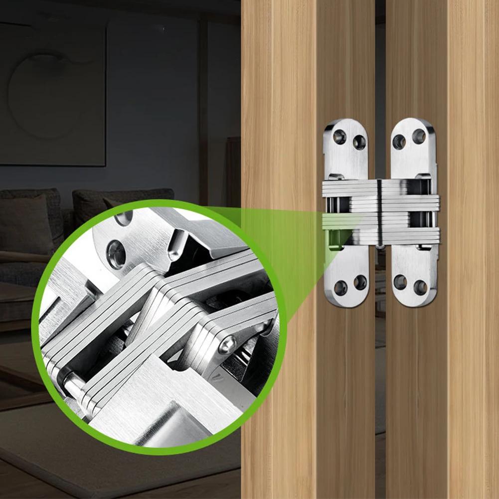 1pcs Concealed Cross Hinge Folding Door Hinges Invisible Door Hardware For Cabinet Cupboard Window Furniture Wooden Boxes