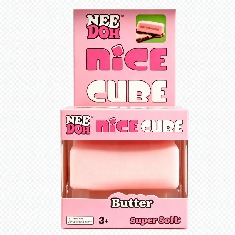 Needoh Nice Cube Butter Squeeze Toy Tpr Flour Filled Fast Rebound Fidget Toy Stress Relief Squishy Hand Sensory Anxiety Play