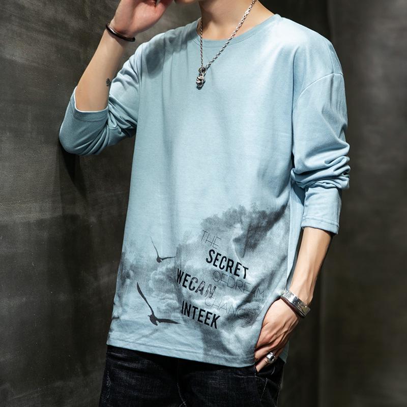 

Мужская модная футболка с длинным рукавом и графическим принтом на осень XL