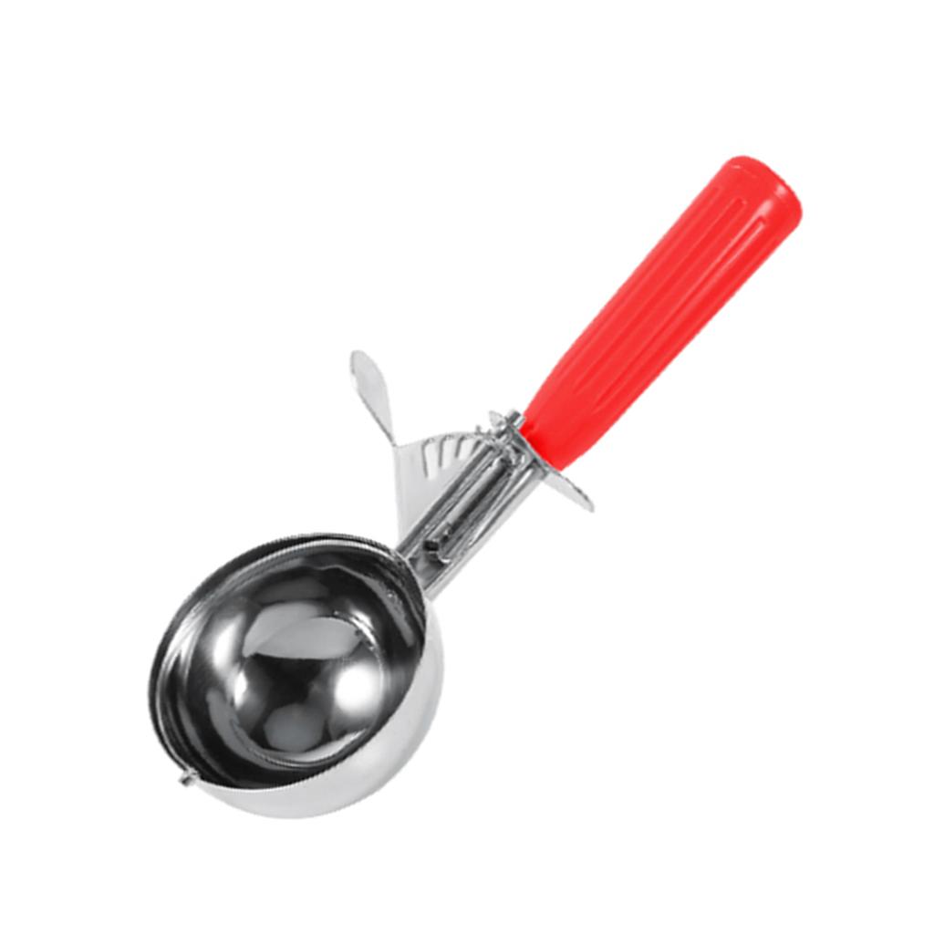 Practical Stainless Steel Fruit Ice Cream Scoop Spoon with Plastic Handle Kitchen Tool (5.2cm)