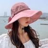 Summer Braided Bowknot Fishermen Hat for Women Wide Brim Fordable Sunshade Lace-up Bucket Cap Korean Girl Lady Travel Visor Hats