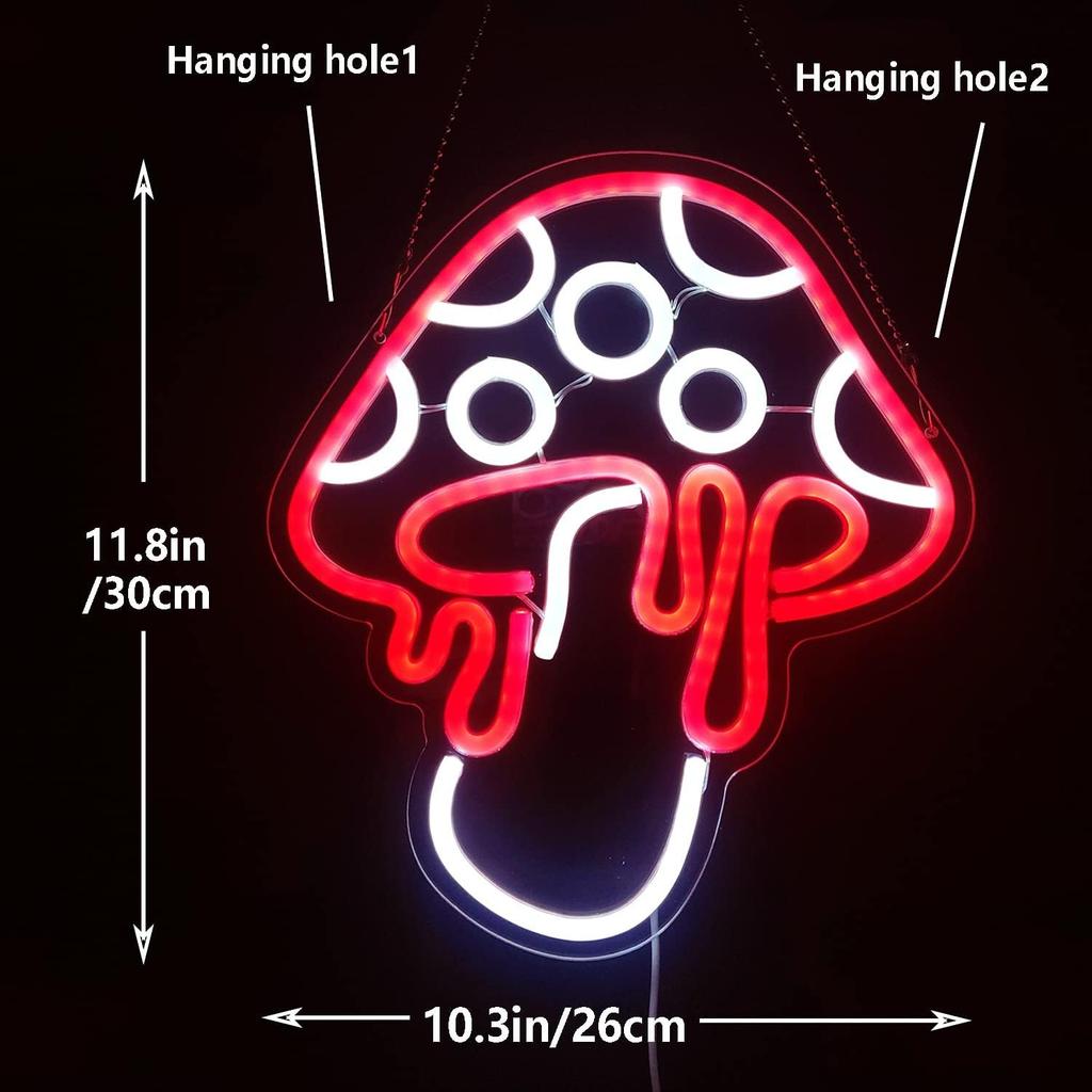 Inspired Mushroom Neon LED Dimmable Creative Nightlight Can be used for Game Room Bedroom Living Room Background Wall Decorative