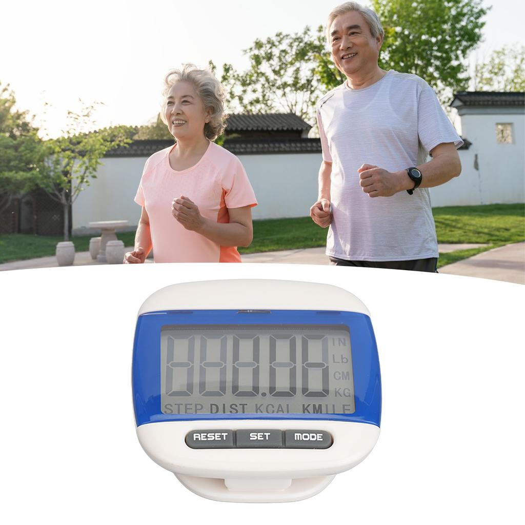 Pedometer with Clip Walking Pedometer Large LCD Display Step Calorie Distance Counter with Clip for Seniors Adults Exercise Blue