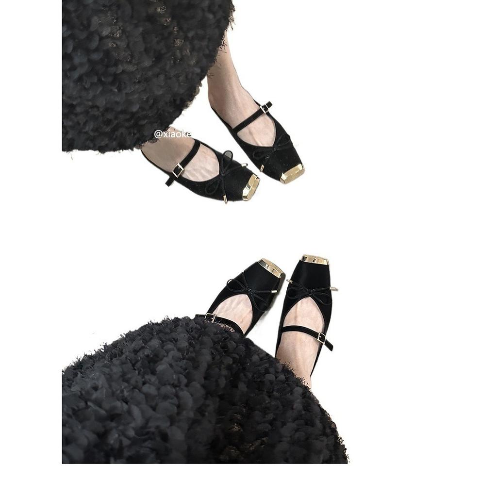 XINZHOU Sense Metal Square Head Mary Jane Baotou Half Slippers Women's Summer Outer Wear One Pedal Evening Wind Muller