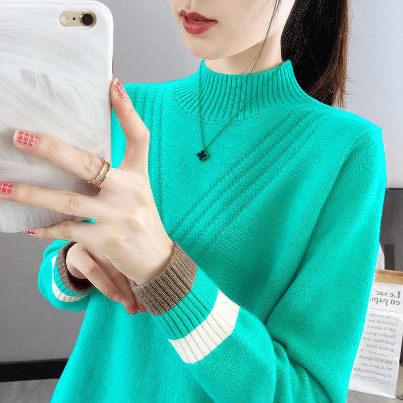 Half-high Neck Sweater Women's Underwear Bottoming Shirt Autumn and Winter New Women's Loose Outside The Knitted Sweater Tops