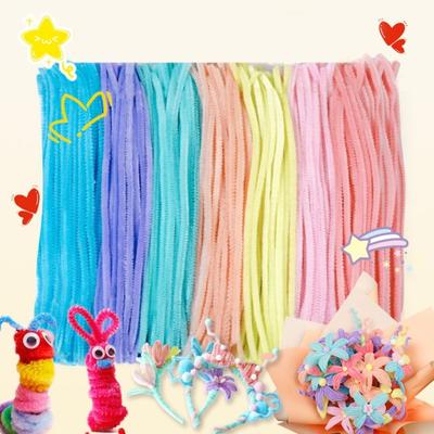 100Pcs Multiple Color Pipe Cleaners Craft Kit Flexible Bendable Wire Chenille Stems Children DIY Craft Decoration Making Kit Kids Girl