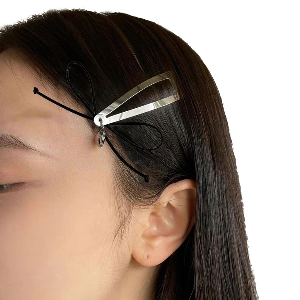 Bowknot Heart Pendant Hair Clip Metal Snap Barrette Colorful Hairpin for Women and Girls Fashionable Hair Accessory