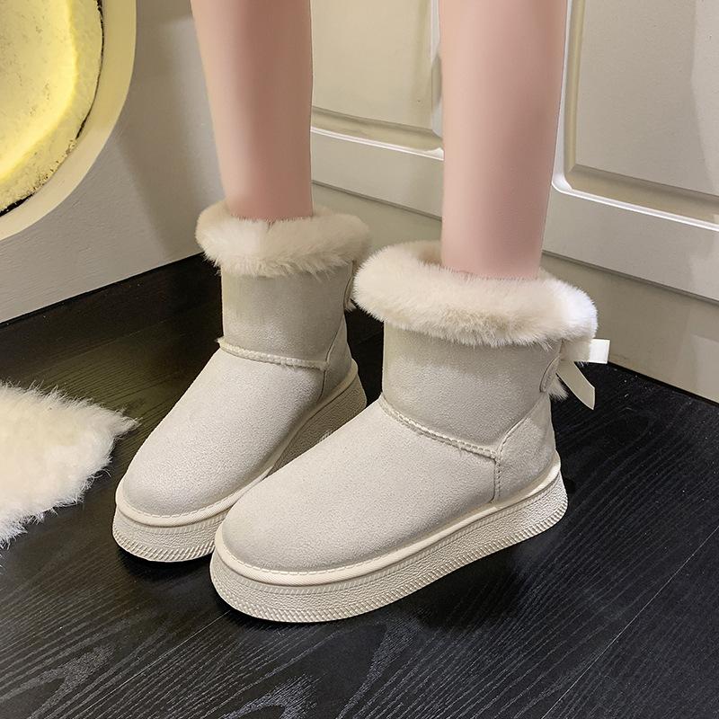 Plus Size Snow Boots Women's 2025 Winter New Casual Fur Warm Wear Platform Cotton Boots