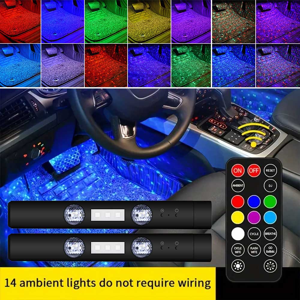 USB Charging In Car with Colorful LED Decorative Lights USB Charging Atmosphere Light Ambient Lights Interior Decorative Lights