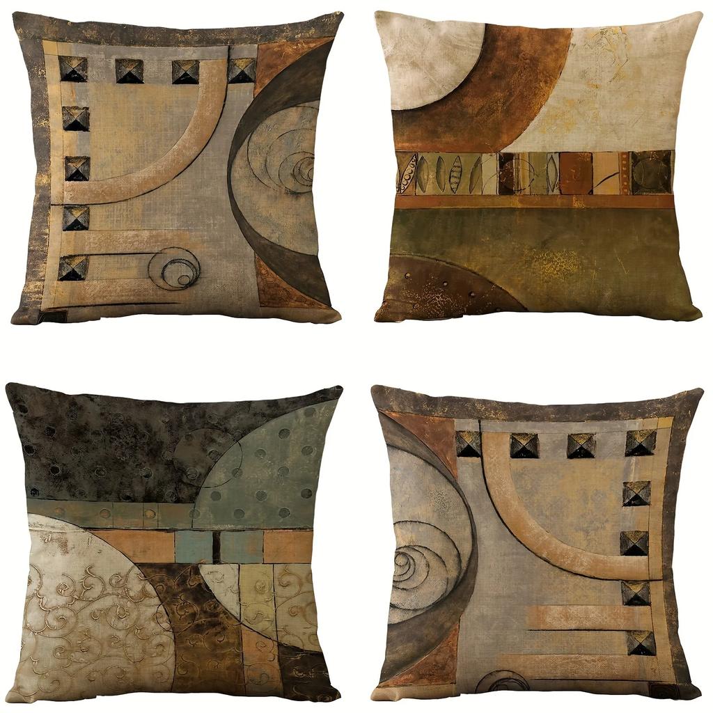 Wheel Geometric Retro Pillow Cover Super Soft Polyester Material Living Room Sofa Back Car Pillow Cover Home Decoration