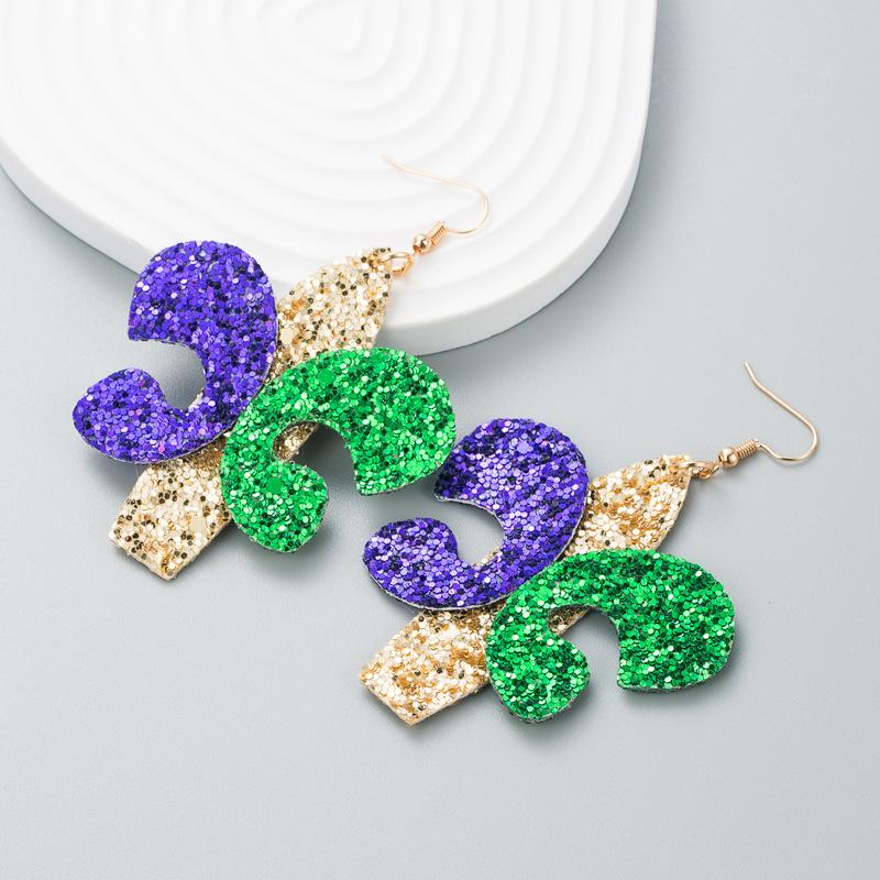 Women Hyperbole Shiny Drop Earrings Titanium Steel Cactus Shape Multi-layer PU Leather Bohemia Ear Ornaments