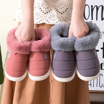 Winter Warm Cotton Slippers Women's Thick-soled Bag and Plush Couple's Home Does Not Stain Water Fabrics and Wears Cotton Shoes Outside Men