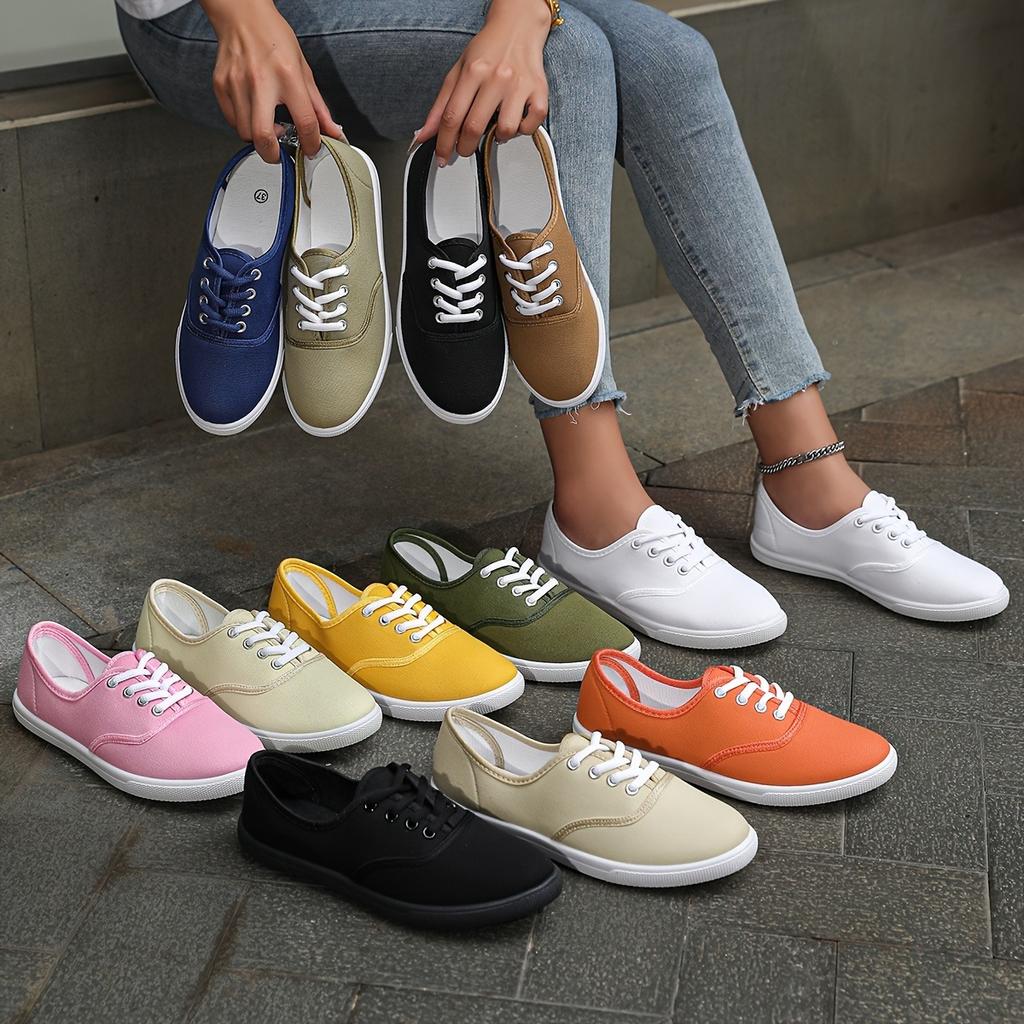 Solid Color Elegant Sports Shoes, Casual Outdoor Shoes, Comfortable Low Cut Walking Shoes, Soft Sole Lightweight and Versatile for All Seasons