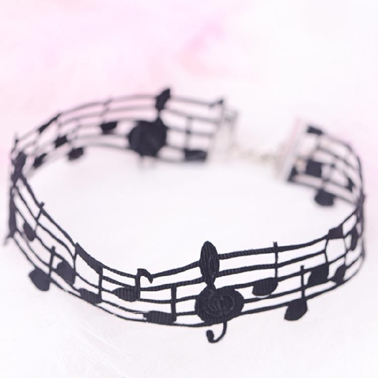 Exquisite Black Short Necklace with Soft and Intricate Details Unique Music Symbol Jewelry Suitable for a Fashion Look