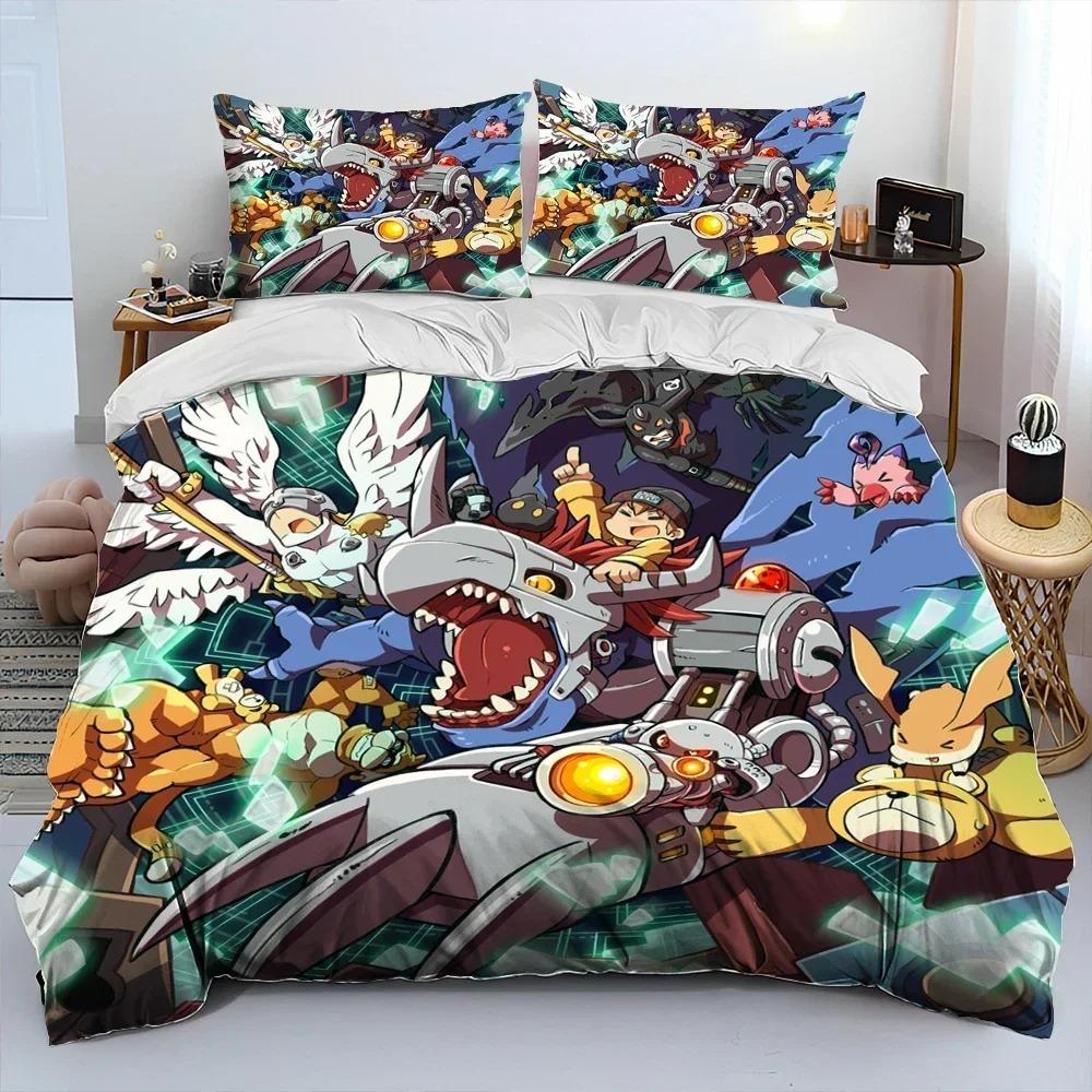 Digimon Adventure Monster Cartoon Bedding Set 3D Printed Suitable For Bedroom Duvet Cover Set With Pillowcases Kids Home Textile