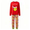 Family Matching Loungewear Set with Long Sleeve Top and Pants, Festive Print for Parent and Child