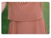 Chinese Inspired Two-Piece Short Sleeve Dress for Middle-Aged & Elderly Women - Summer Solid Color Trendy Mid-Length Skirt