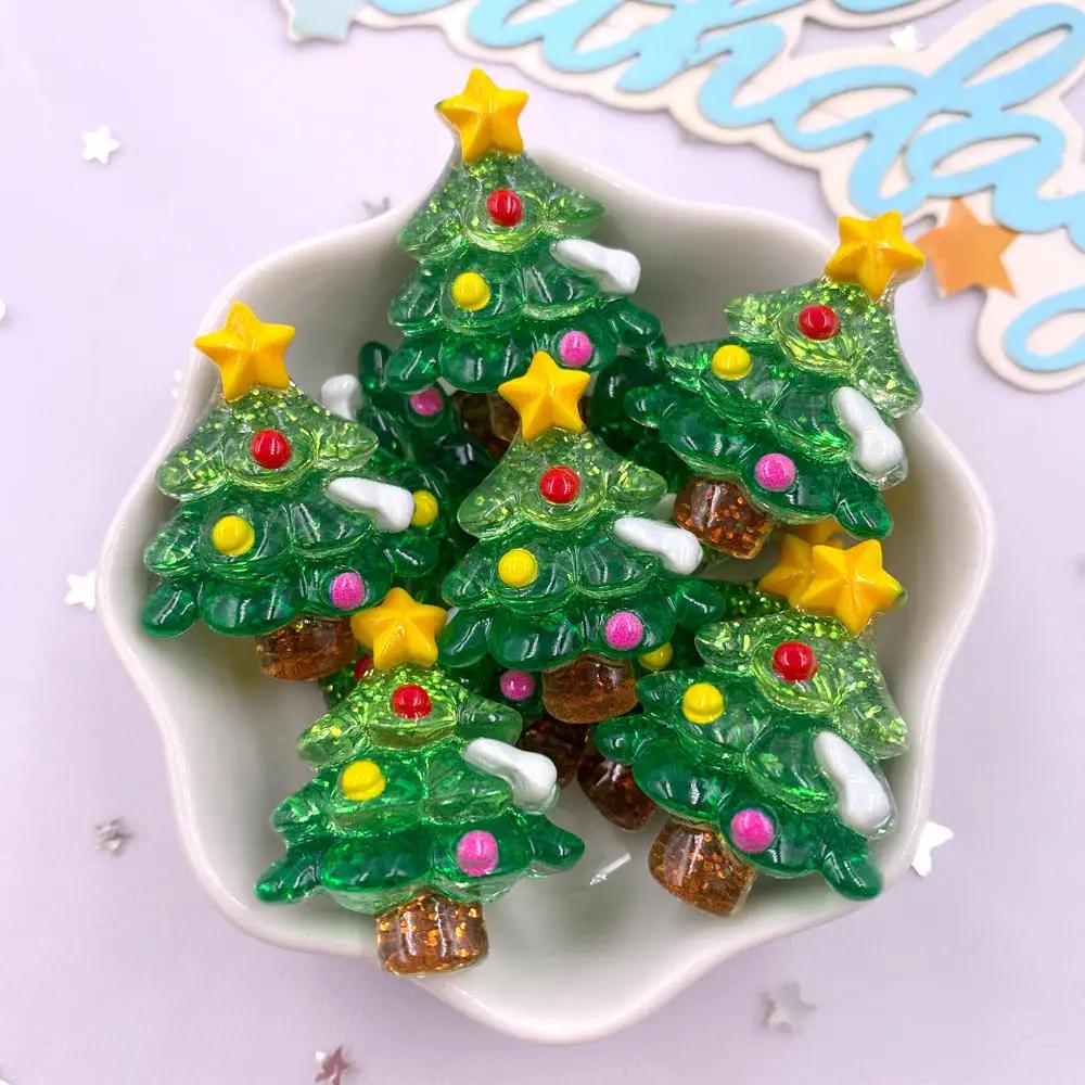 

8 шт. смоляные милые красочные Санта-деревья лось снеговик колокольчики плоские стразы мультфильм рождественская фигурка скрапбукинг DIY декор