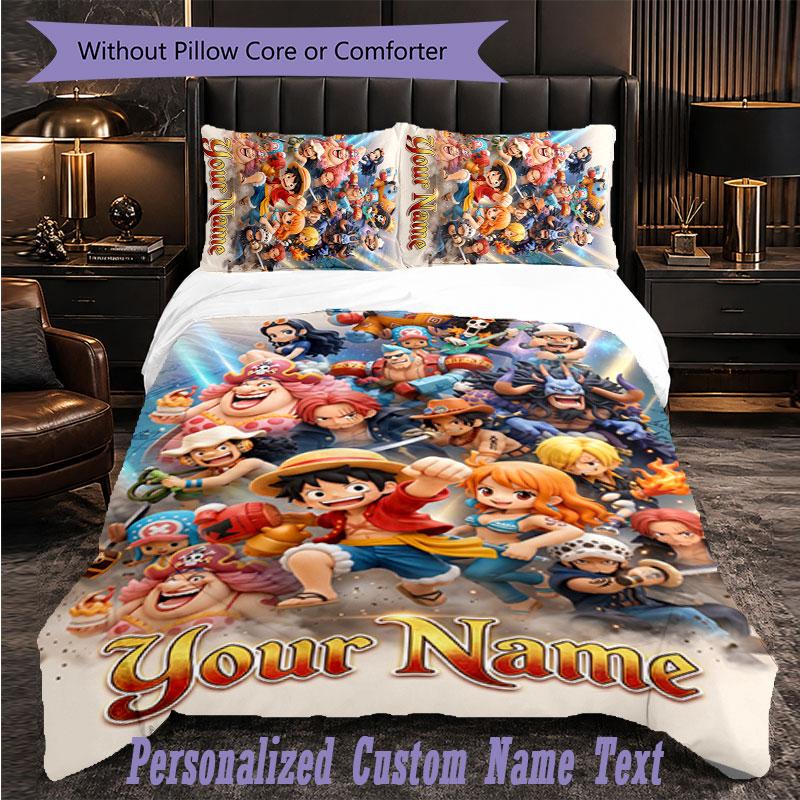 Personalized 3Pcs Bedding SetOne Piece Custom Text Duvet Cover Pillowcase Set Bedroom Gift