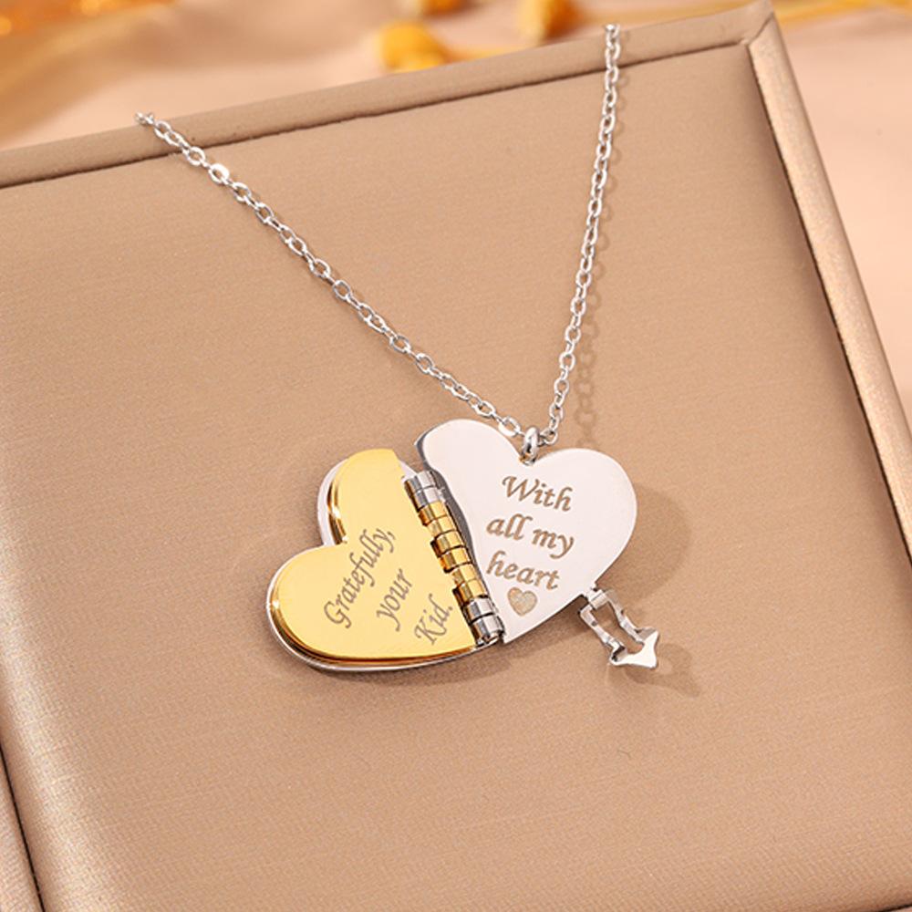 Titanium steel necklace, love book mother plot mother collarbone chain, hot-selling European and American fashion necklace