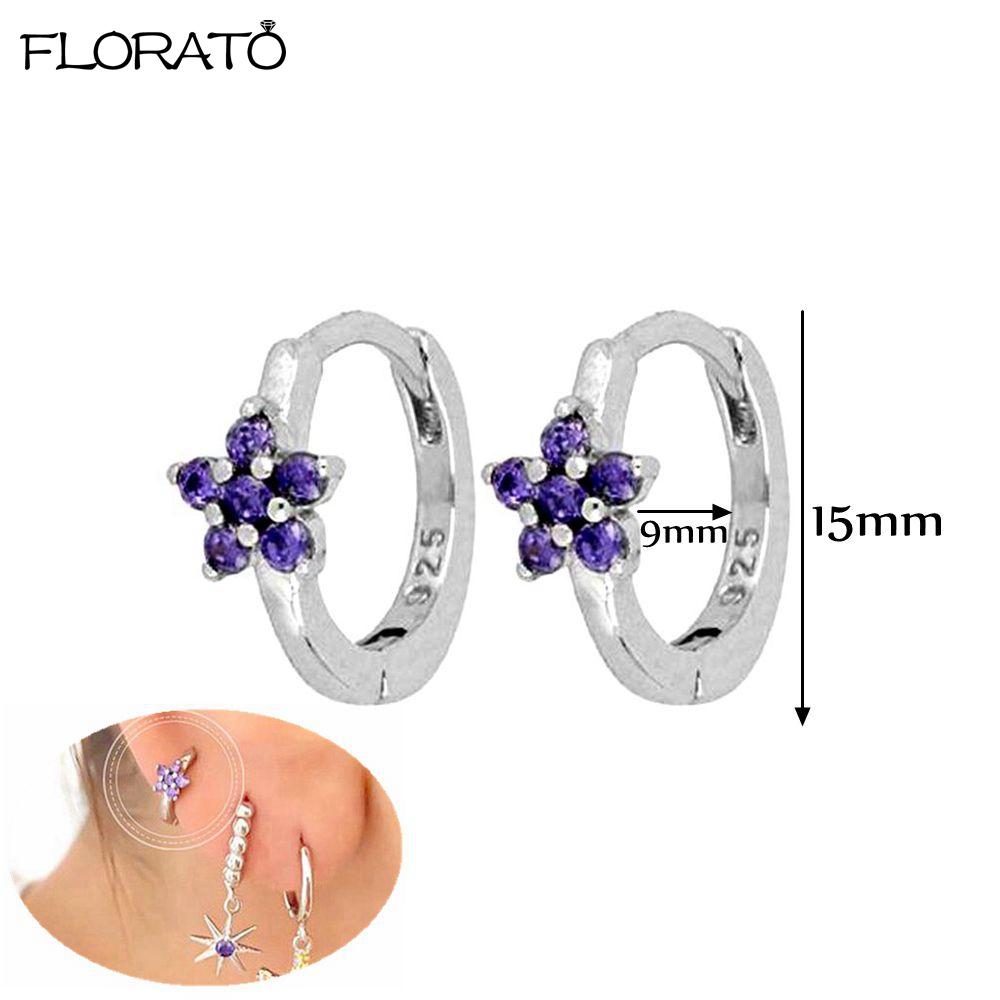 925 Silver Needle Elegant Purple Earrings Exquisite Small Hoop Earrings for Women Fashion Puncture Jewelry Accessories