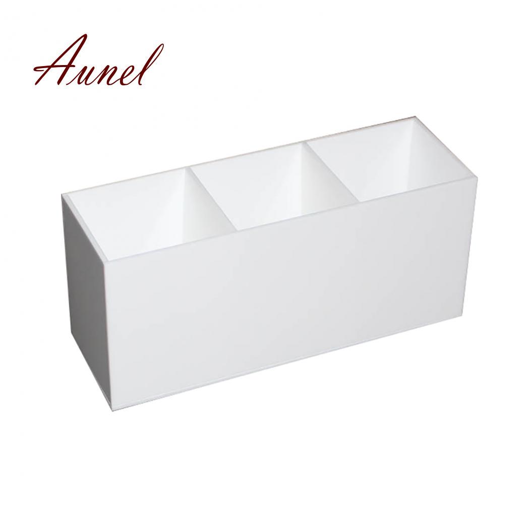 

Чехол для хранения косметических кистей с 3 слотами, акриловый держатель для инструментов для макияжа, коробка-органайзер белый