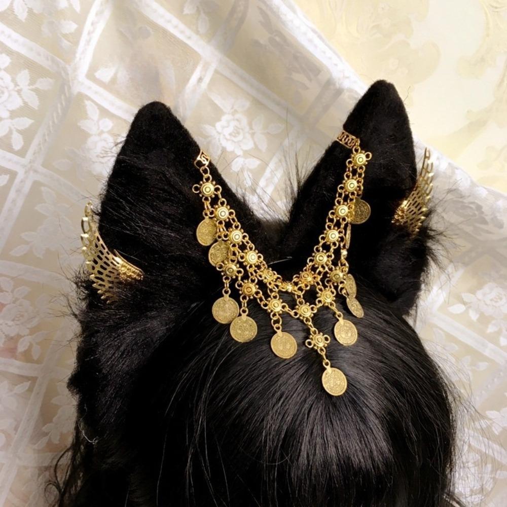 Tassel Animal Ears Hairband Golden Wings Egypt Style Headwear Hair Styling Accessory