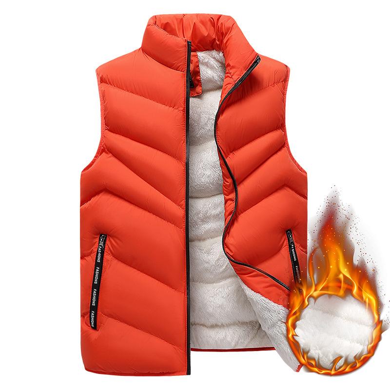 Große Größe Herren Winter Gepolsterte und Verdickte Weste Herren Herbst und Winter Warme Outdoor Lammwolle Weste Jacke Stehkragen Ärmellose Weste