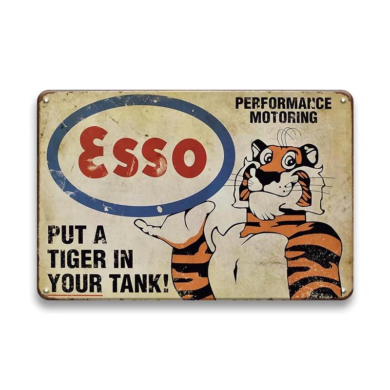 

Vintage Decor Shabby Chic Metal Tin Signs Gulf Esso Agip Man Cave Wall Decoraion Motor Oil Garage Wall Stickers Gas Decor Plate 20x30cm（7.8x11.8inch）