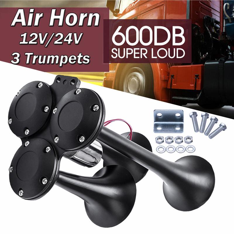Buzina de Trem 600DB Super Alta 3 Trompetes Kit de Buzina a Ar Para Caminhão Semi-Reboque Barco Van Carro