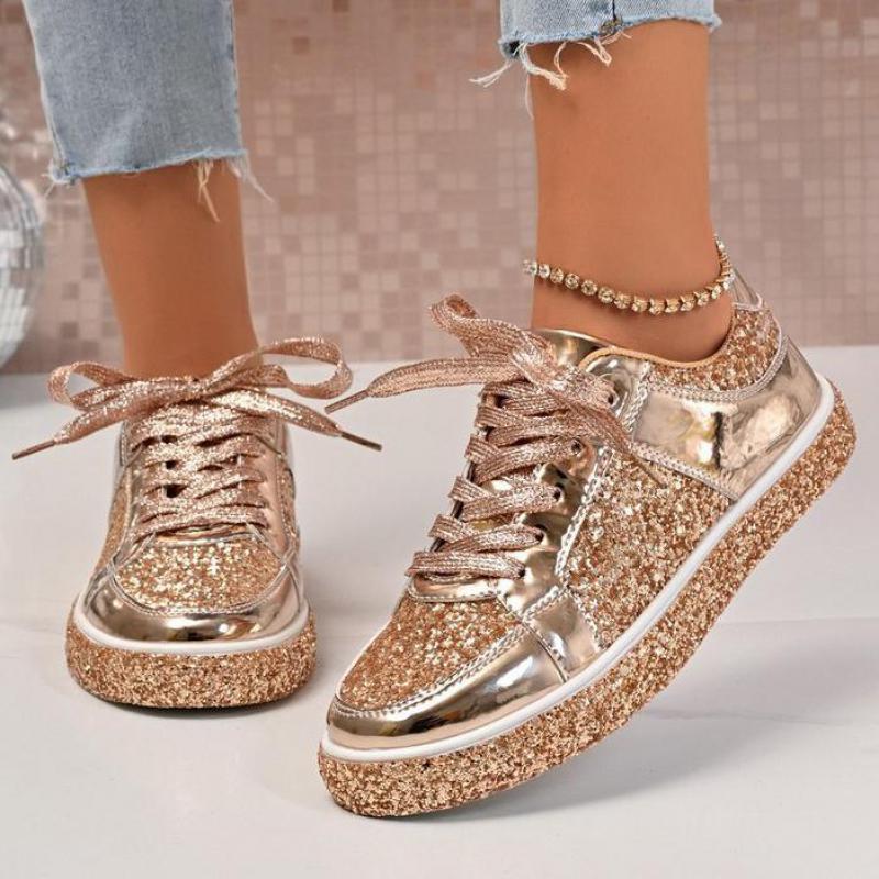 Damskie Srebrne Trampki na Platformie Skórzane Trampki z Płatkami Śniegu Kobieta Codzienne Zewnętrzne Niskie Kobiety Płaskie Wulkanizowane Buty Damskie Trampki