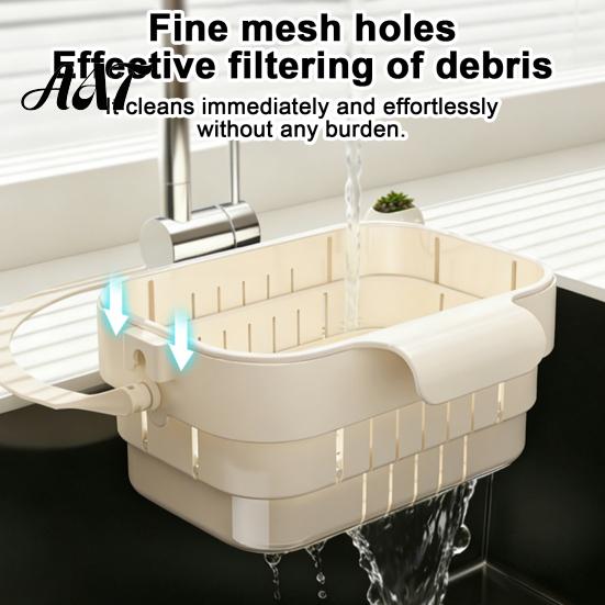 Kitchen Sink Drain Basket Hanging Basket, Foldable Stretchable Colander, Space Saving Food Waste Holder Strainer, Multi-functional Faucet Storage