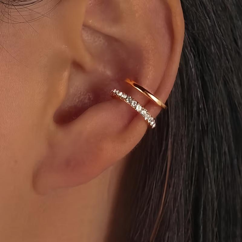 Минималистичные Двойные С-образные Клипсы для Ушей Персонализированные Двухслойные U-образные Клипсы без Прокола для Ежедневного Ношения золотистый