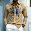 Camicia da uomo, top a maniche lunghe stile palazzo di lusso leggero, top con design a contrasto blu oro, abbigliamento uomo business casual