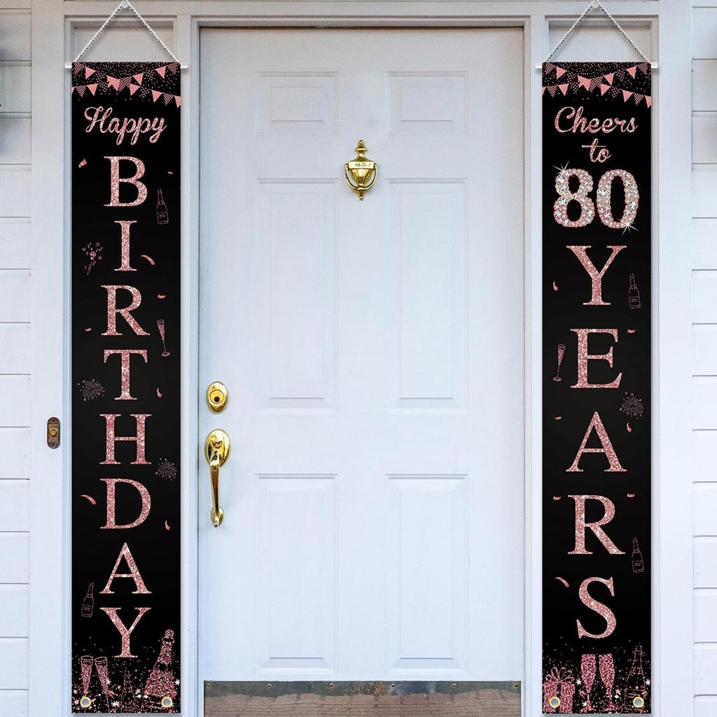 Happy 40th Birthday Door Banner Porch Sign Rose Gold, Cheers to 40 Years Birthday Party Decorations Supplies for Women