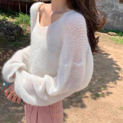 Frühling Neue Aushöhlen V-ausschnitt Casual Pullover Frauen Mode Lange Ärmel Lose Gestrickte Pullover Frauen Elegante Solide Einfache Dame Strickwaren Jumper 26325