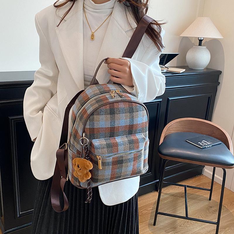Schoolbag1011 New Fashion Versatile Plaid Women's Backpack Cute Small School Bag Korean Version Multifunctional Mini Small Backpack