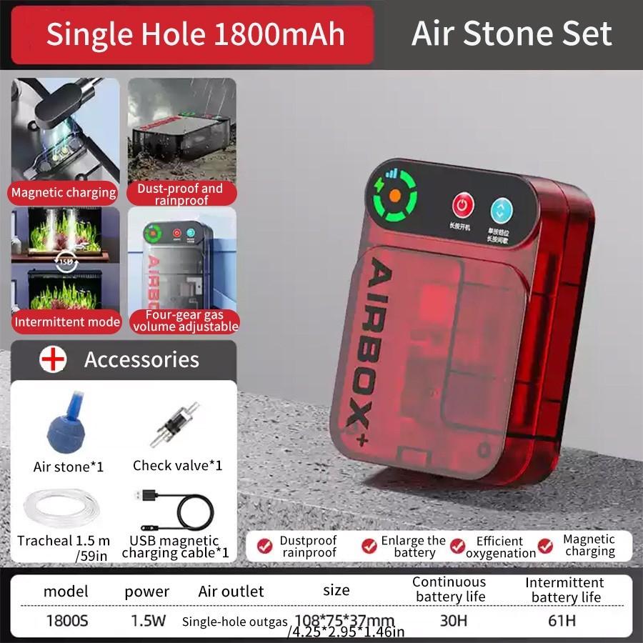

Portable Oxygenation Pump Outdoor Fishing Special Rechargeable Oxygen Pump Four-gear Adjustable Small Waterproof Air Pump 1800S - Single Stone - Red