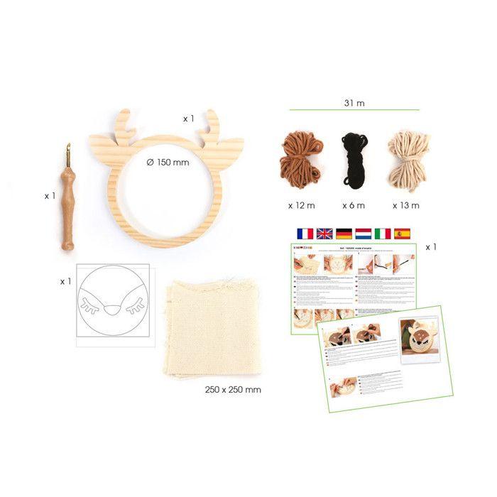 Punch Needle Kit - GRAINES CREATIVES - Reh - 24x14x36cm - Gemischte Materialien beige