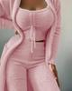 2026 Women's Plush Three-Piece Lace-Up Pajama Set - Casual Home Wear