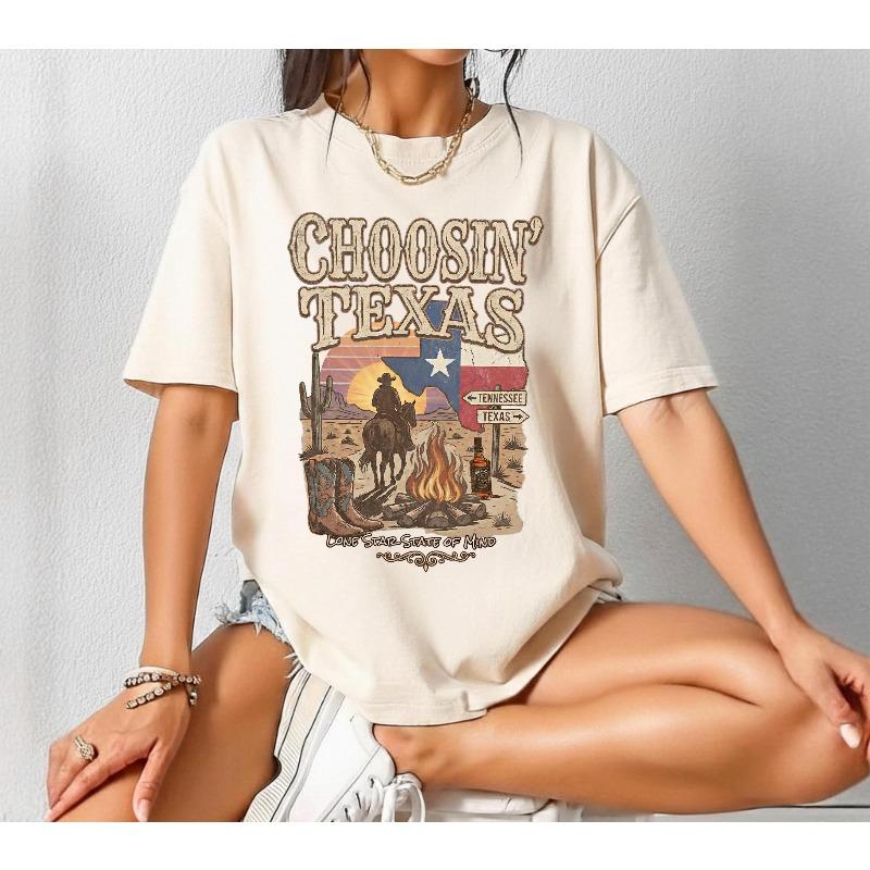 Ella Choosin' Texas Comfort Colors T-Shirt, Lone Star State of Mind Tee, Vintage Country Music Merch, Retro Western Cowboy Shirt
