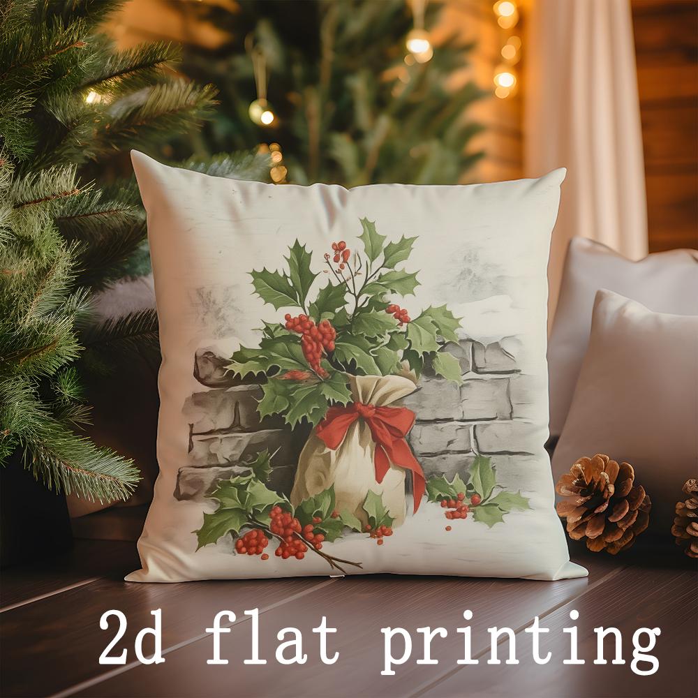 Home Decor Christmas-themed Snowy Scene Pillow Covers Pattern Cushion Cover Suitable for Sofa Bedroom Car Pillow Cover