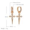 Luxury Cross Dangle Earrings For Women  Rose Gold Color With Natural Zircon Accessories Vintage Daily Fine Jewelry