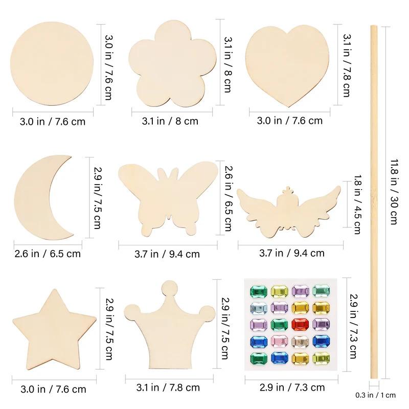 Fairy Wands, Handcrafted Toys, Children's Holiday Gifts, Various Shapes Handmade Wooden Fairy Wands Doodle DIY