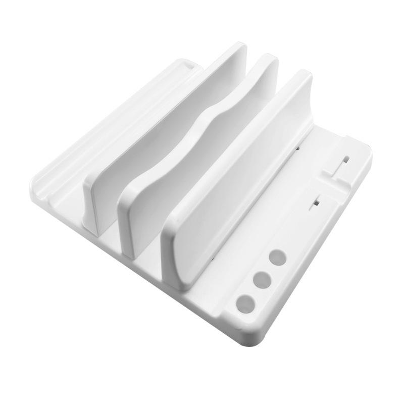 Multifunctional Adjustable Vertical Laptop Stand Dual-Slot Desk Organizer for Tablets Phones Space-Saving Holder for Home Office